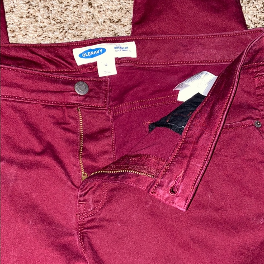 Old Navy Rockstar Super Skinny Sz 12 Maroon Pant